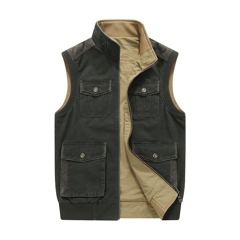 Venta al por mayor transfronteriza 9959 chaleco casual de los hombres primavera y otoño multi-Bolsillo Chaleco de doble cara Chaleco de los hombres
