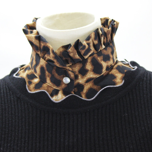 Fake collar Detachable Blouse Dickey Collar False Collar Pop leopard bow fake collar pleated turtleneck sweater with collar