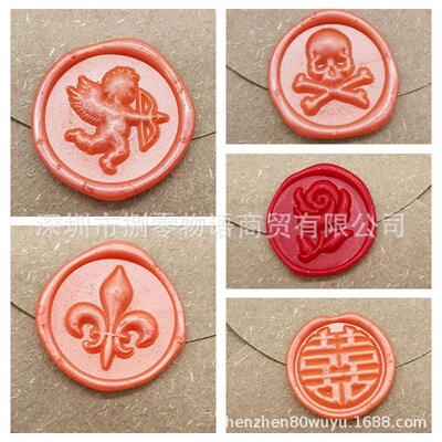 [Wax wax seal]new pattern 3D relief fill-in drawings at the end of the printed text rose Cupid Hi word Copper head