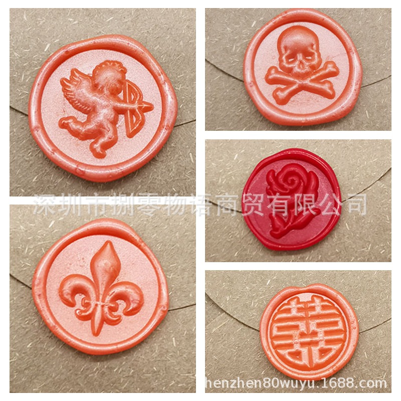 [Wax wax seal]new pattern 3D relief fill-in drawings at the end of the printed text rose Cupid Hi word Copper head