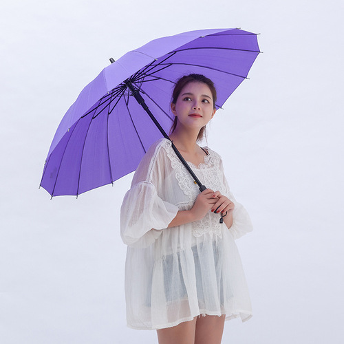 Creative 16-bone impact cloth rainbow umbrella, long-handled straight pole plain automatic umbrella, advertising umbrella printed LOGO manufacturer