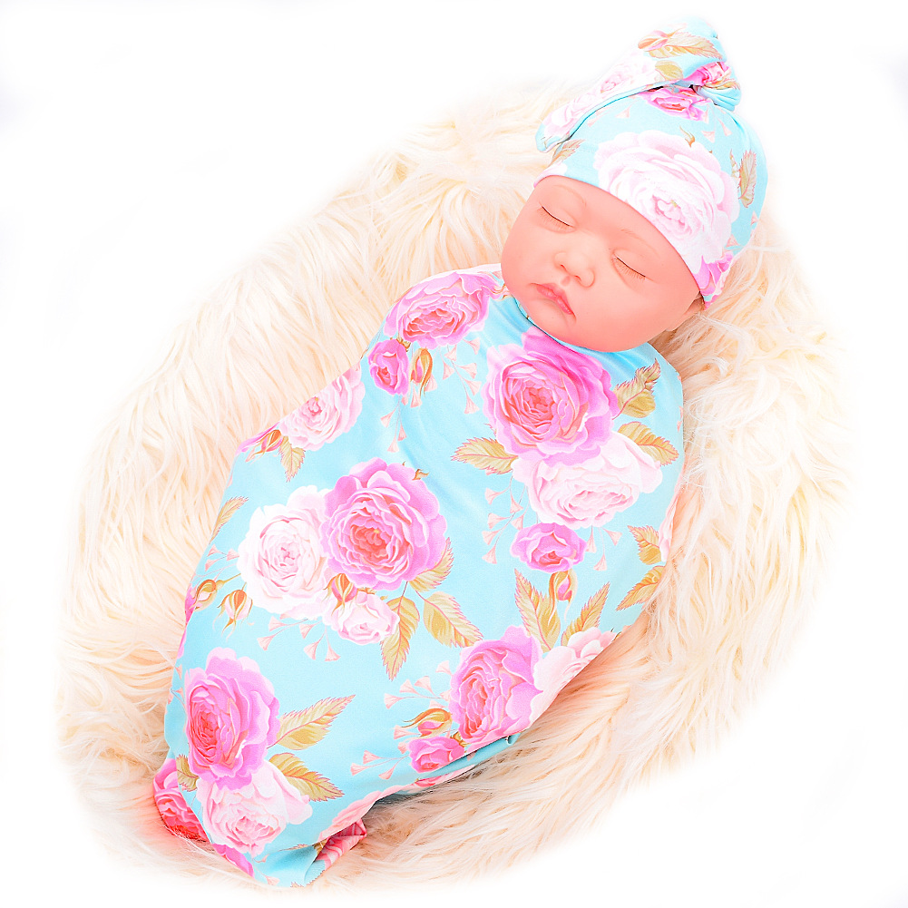 儿童羽毛大象菠萝狐狸蝴蝶结帽子 抱毯套装 宝宝包裹巾尖帽套装