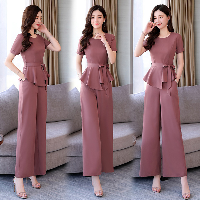 Fashion Broad-legged Pants Suit Summer New Two-piece Set  