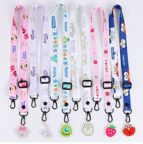 Cartoon adjustable diagonal lanyard diy bag pendant mobile phone case strap versatile fashion heat transfer pendant rope