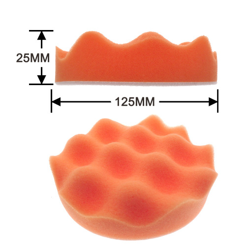 Foreign trade supply 5 inch 125mm orange wave car polishing sponge car beauty waxing car wash sponge plate