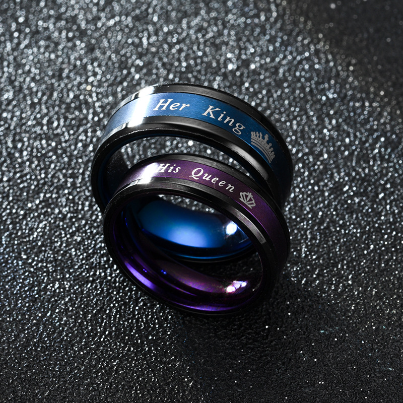 Fashion New Black Blue Black Purple Queen Ring King Queen display picture 8