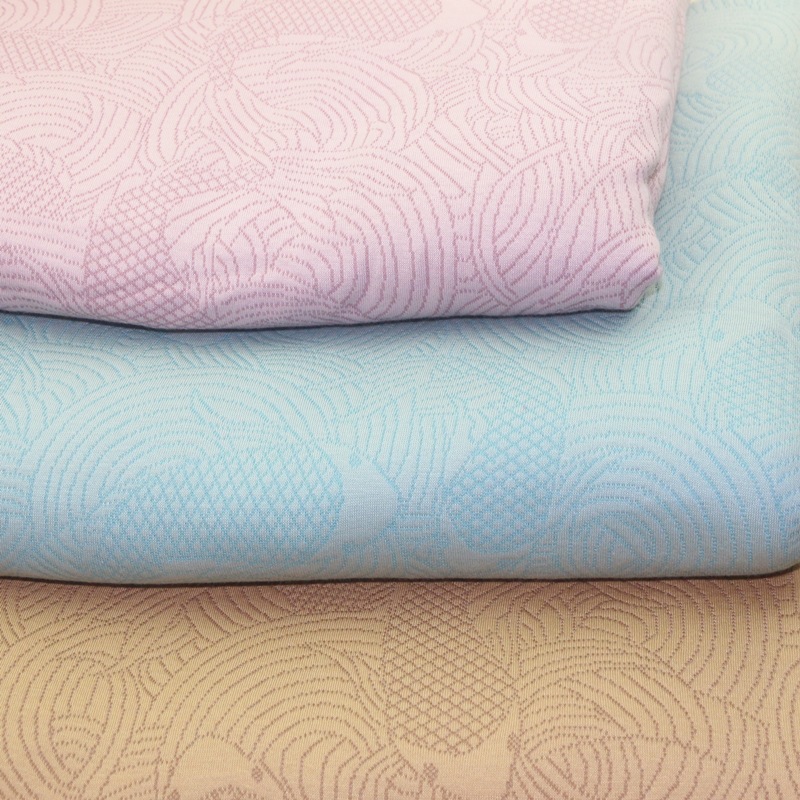 提花空气层锦鲤鱼跳龙门3D针织纬编色织绗缝提花夹丝布空气层面料