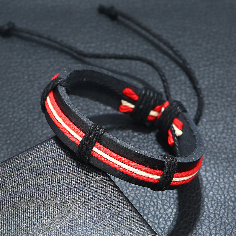 New color hemp rope woven leather bracelet simple style men and women couple bracelet imitation cowh