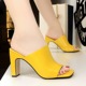 82-1 New Korean Edition Fashion Simple Trend Coarse-heeled, High-heeled, Square-headed and Thin-headed, Medium-mouthed Fishmouth Women's Sandals and Slippers