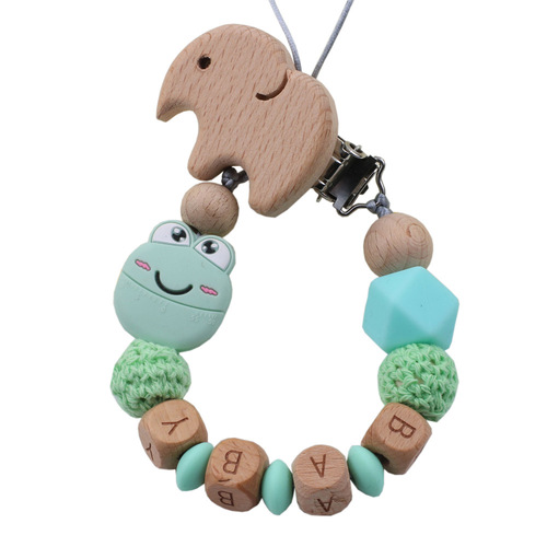 Foreign trade Amazon cartoon frog silicone pacifier chain baby beech teether chain toy anti-drop chain