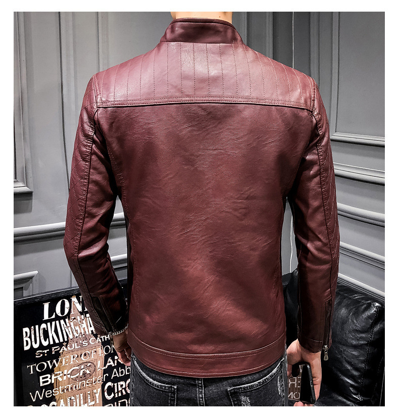 Men Faux Leather Jacket Motorcycle Men's Jackets Red
