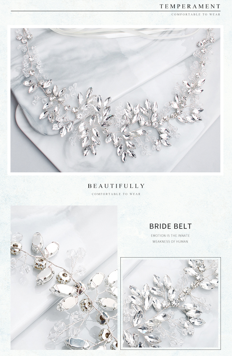 Fashion bridal belt horse eye rhinestone handmade beaded girdle wedding dress accessories