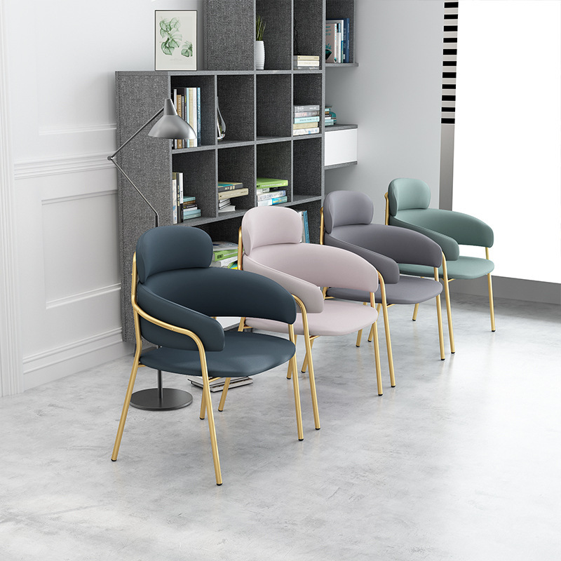 北欧简约布艺餐椅现代卧室梳妆椅酒店酒吧软包椅绒布靠背椅可定制