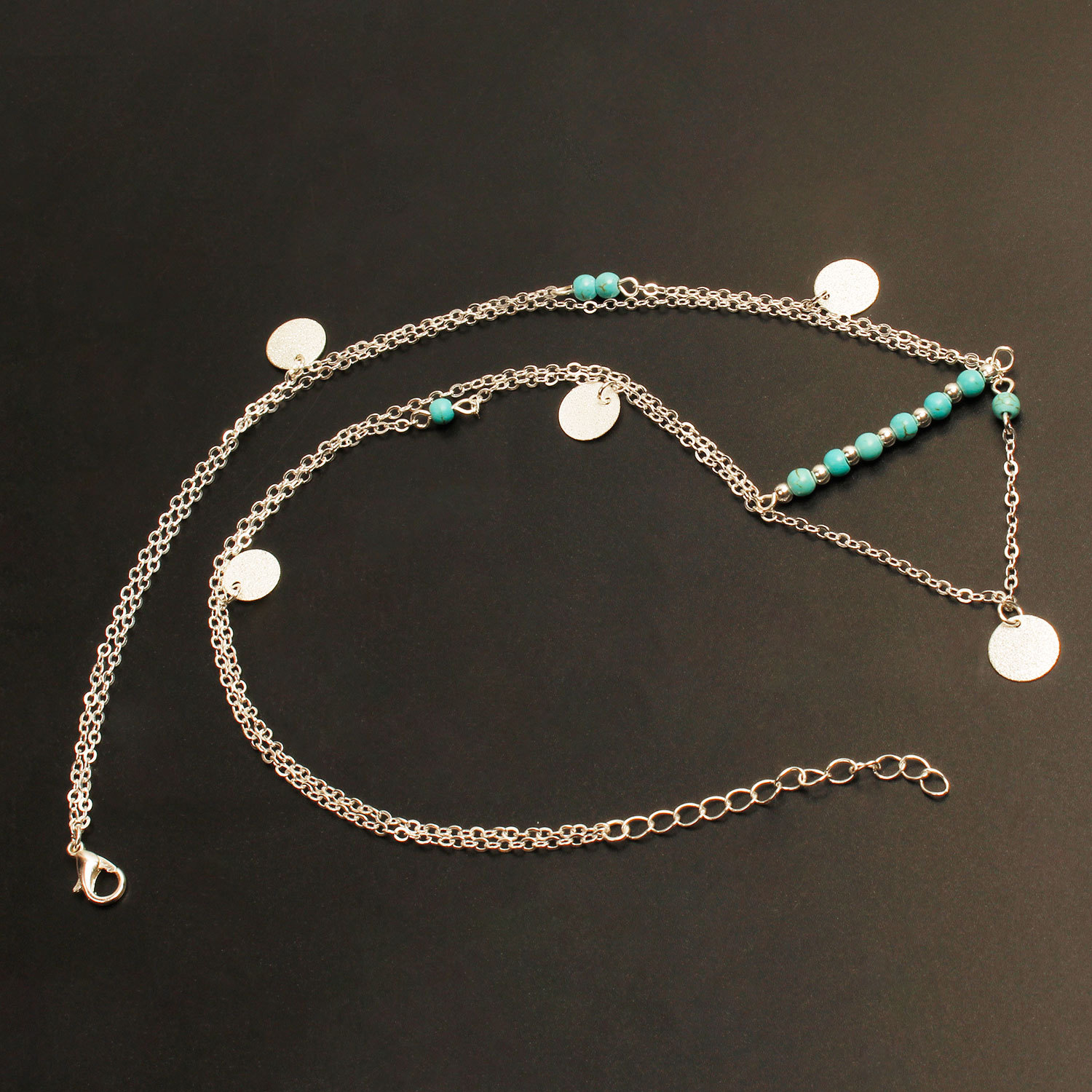 Streetwear Round Alloy Turquoise Wholesale Layered Necklaces display picture 3
