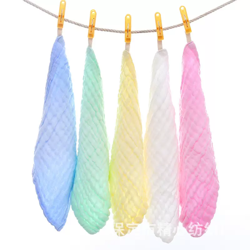 批发六层棉纱布小方巾 宝宝洁面巾口水巾 2纯色印花方巾小毛巾