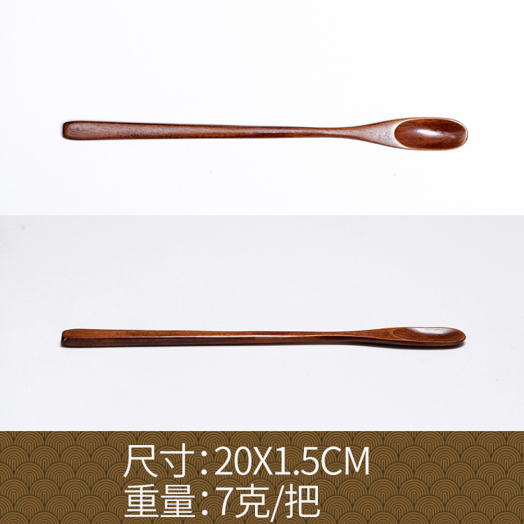 Fábrica al por mayor cuchara de madera maciza cuchara creativa cuchara de café cuchara de mezcla miel cuchara japonesa mango largo bobinado cuchara de madera