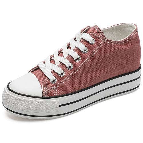 Inner height-increasing canvas shoes for female students, female students' shoes,  trendy shoes, new Korean version, white shoes, breathable sneakers for women, trendy