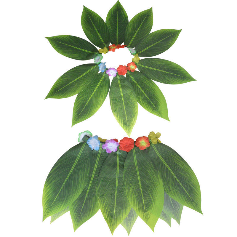 Hoja de falda ropa adulto kindergarten rendimiento femenino masculino parodia boda Hawaiano algas danza ropa conjunto de dos piezas