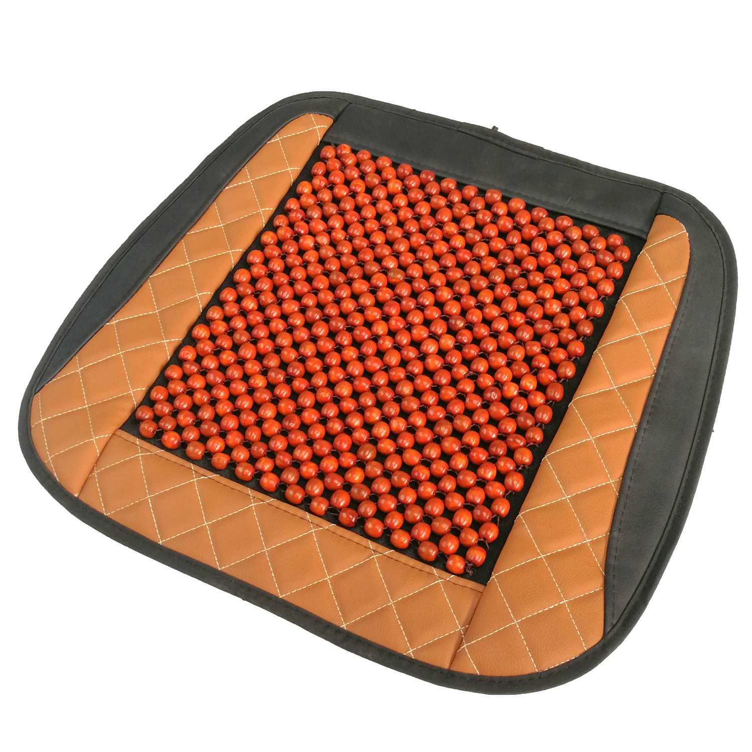 Летнее автомобильное деревянное сиденье с бусинами Маленькие деревянные бусины Квадратный коврик Палисандр Нескользящая основа Тканевая Подушка Красные деревянные бусины Прохладная Подушка для стула