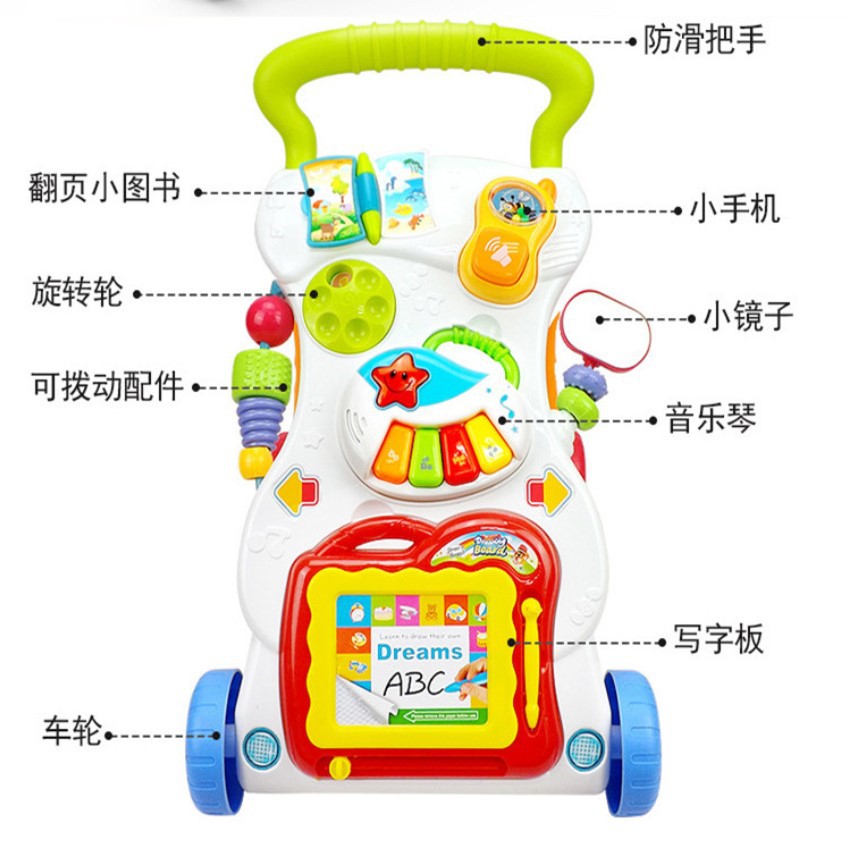 跨境 厂家直销 皇儿婴儿学步车防侧翻手推车多功能音乐助步车详情图2