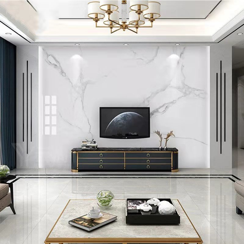 轻奢大理石材微晶石电视背景墙瓷砖客厅现代简约新中式影视墙造型