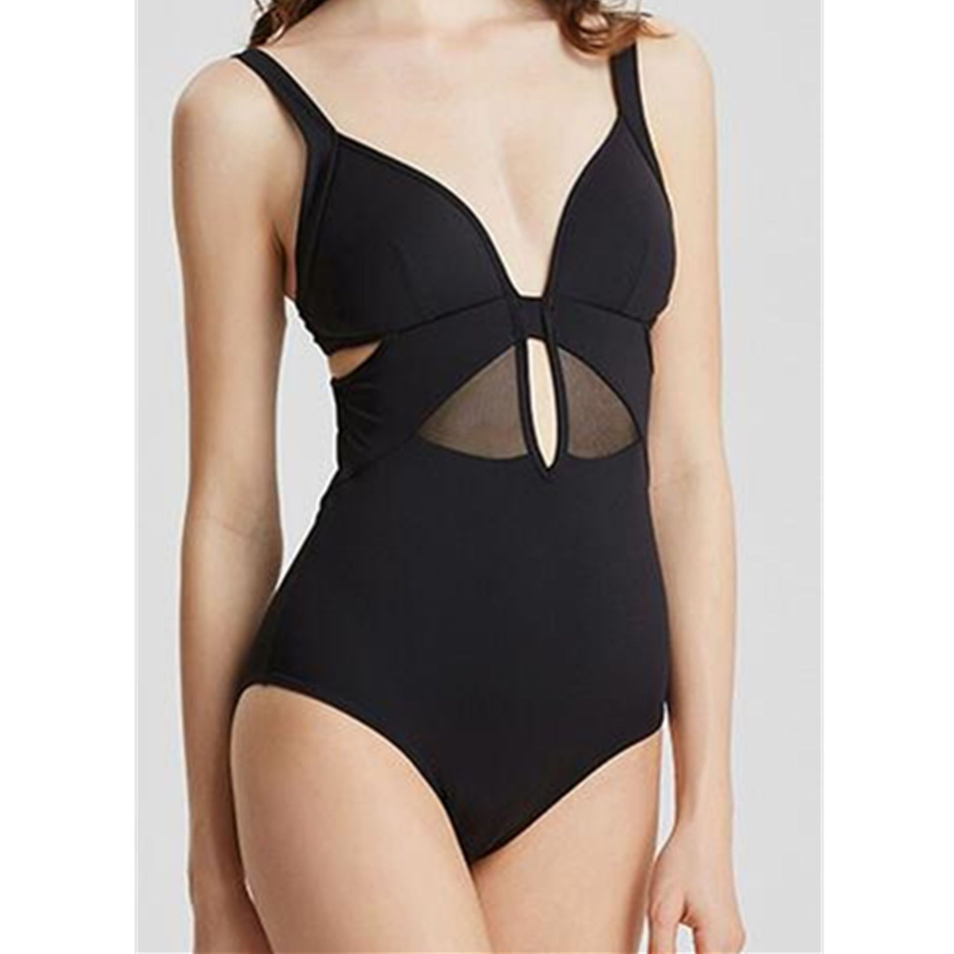 bikini 2019新款欧美 网纱新款欧美连体 性感纯色 兴城泳装直销|ms