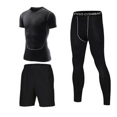 运动套装男 新款休闲男士健身服三件套 速干跑步训练运动健身套装|ru