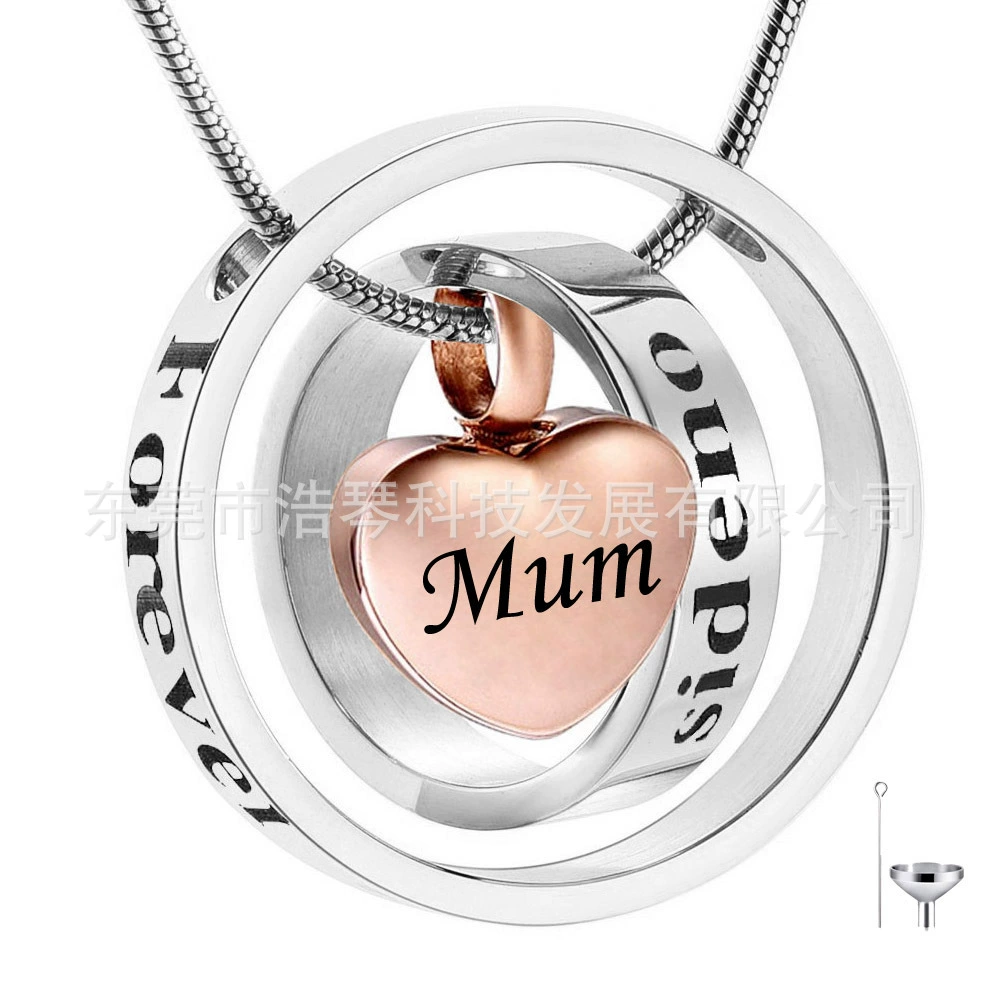 Трансграничная электронная коммерция горячей продажи памятных родственников пепельное шкатулка ожерелье розовое золото в форме сердца пепельное шкатулка кулон флакон духов