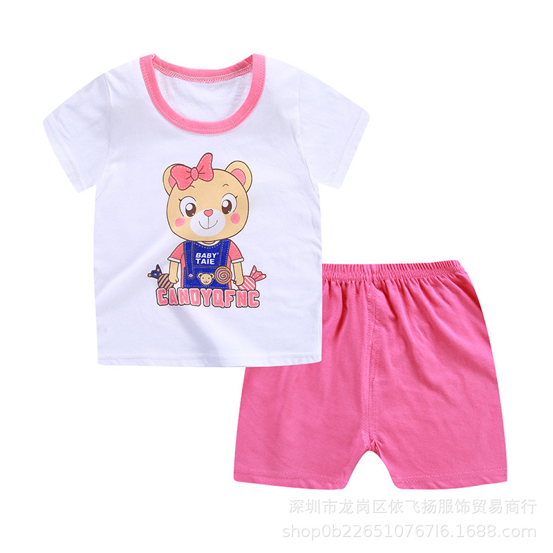 children Short sleeved suit fashion suit summer Quality cotton baby Short sleeved shorts suit men and women Short sleeved shorts