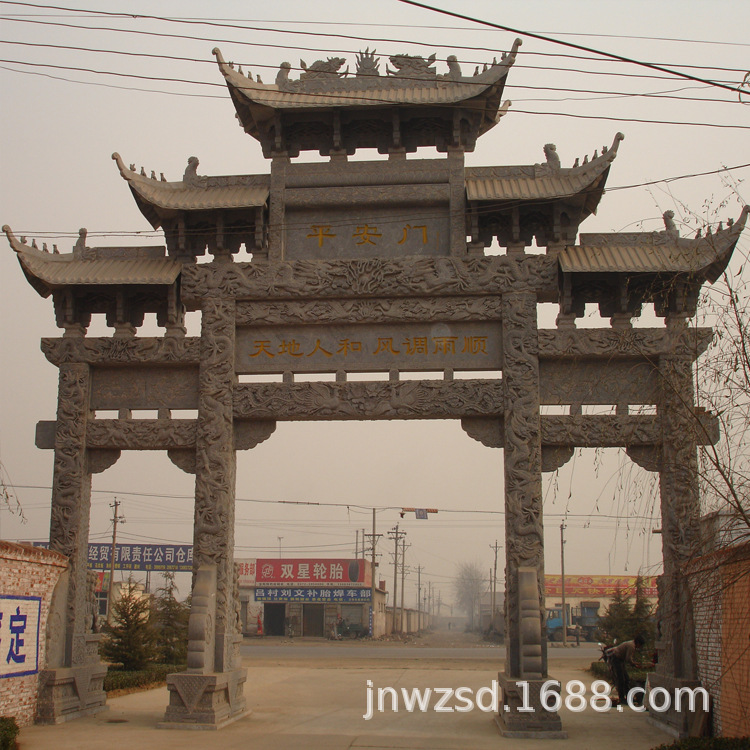 墓地石雕楼门图片大全 湖北祠堂石楼门哪里卖 广东石头楼门多少钱