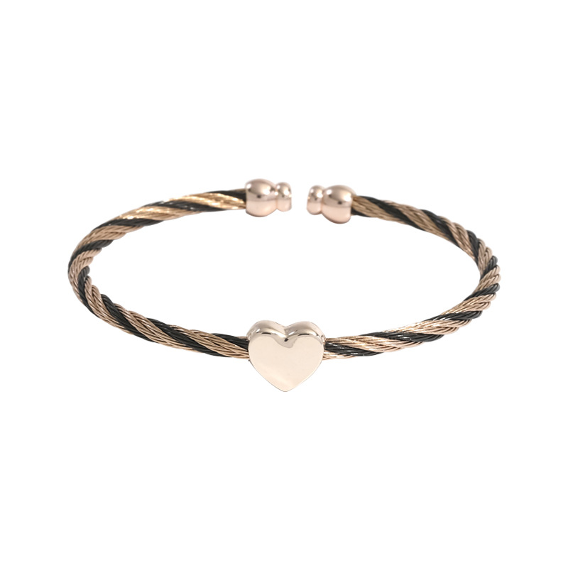 Casual Simple Style Heart Shape Stainless Steel Copper Bangle display picture 2