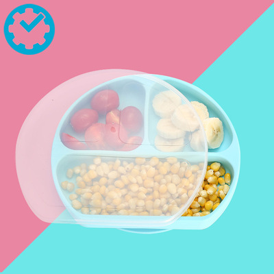 Manufactor goods in stock With cover Smell silica gel Integrated baby sucker Dinner plate baby silica gel Dinner plate