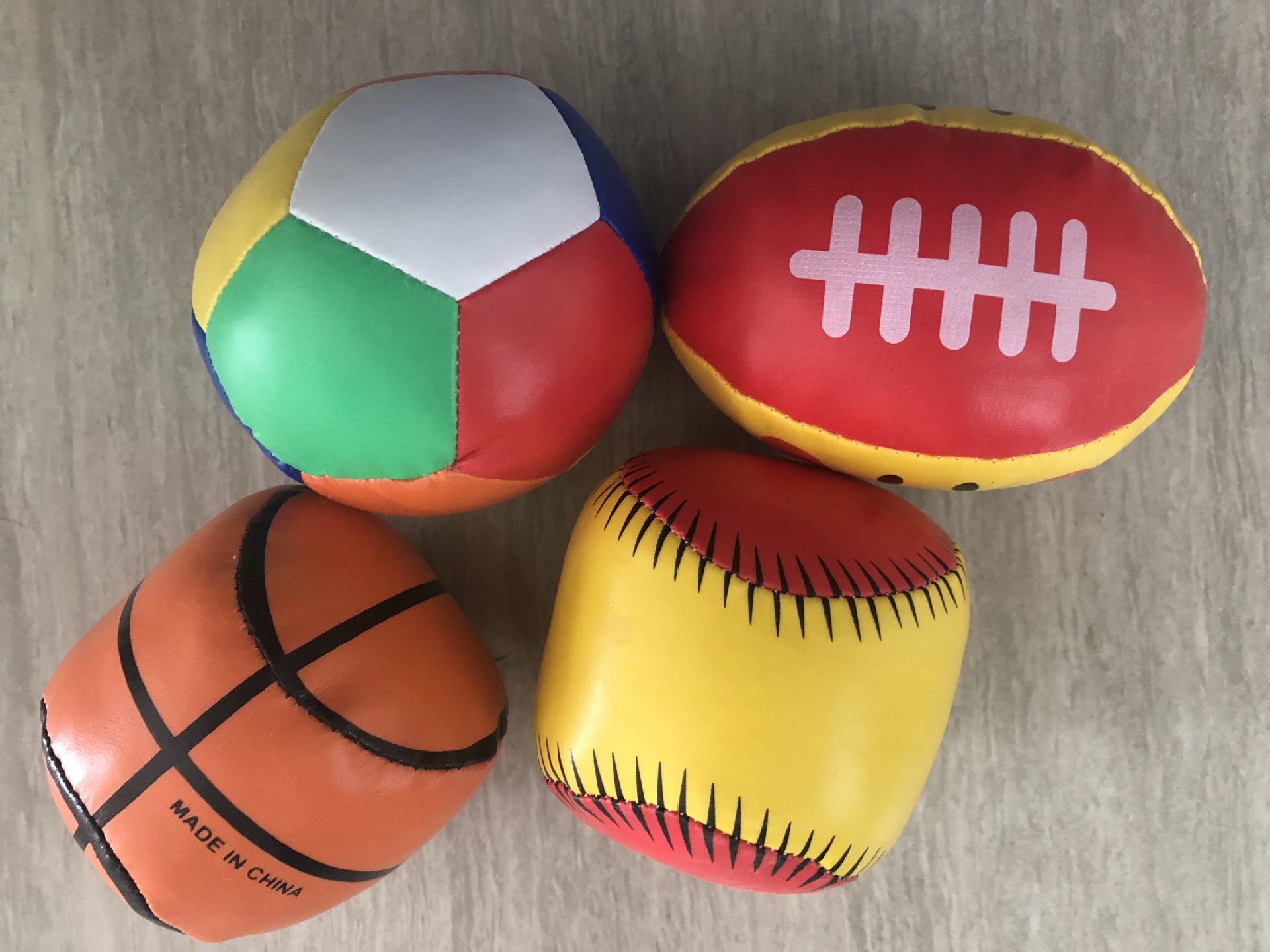 3.5 inch set of four +12 pieces of colored ball PVC cotton ball custom various sizes PVC ball Baseball Basketball Football