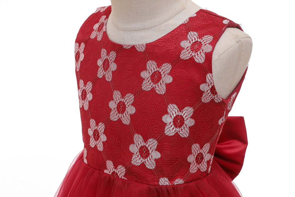 Commerce Extérieur Populaire Style Enfants Robe Filles De Pettiskirt Ourlet Fleur Costume Fleur Enfants Robe De Bébé Plein-année Baptême Robe display picture 7