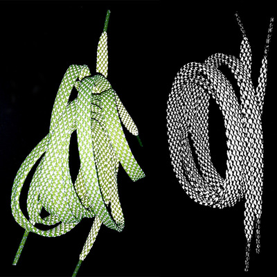 现货9mm千鸟纹aj高亮反光织带空军一号发光夜光鞋带扁平反光鞋带|ru