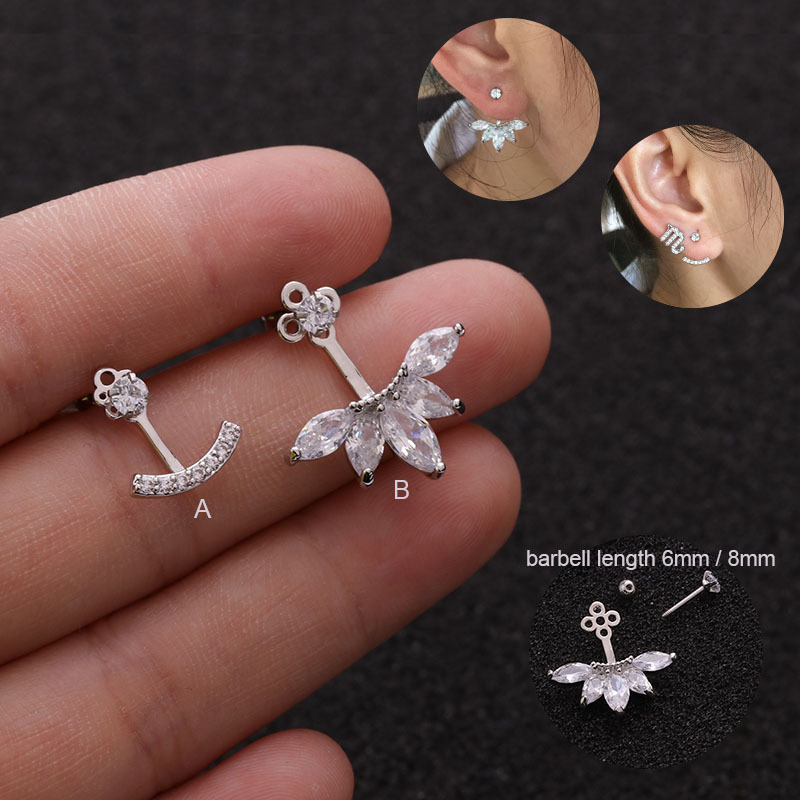 New product leaf thin rod zircon copper ear bone studs wholesale