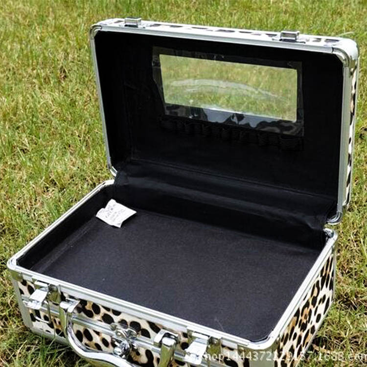 厂家直供铝合金化妆箱豹纹抽屉化妆箱工具箱收纳箱