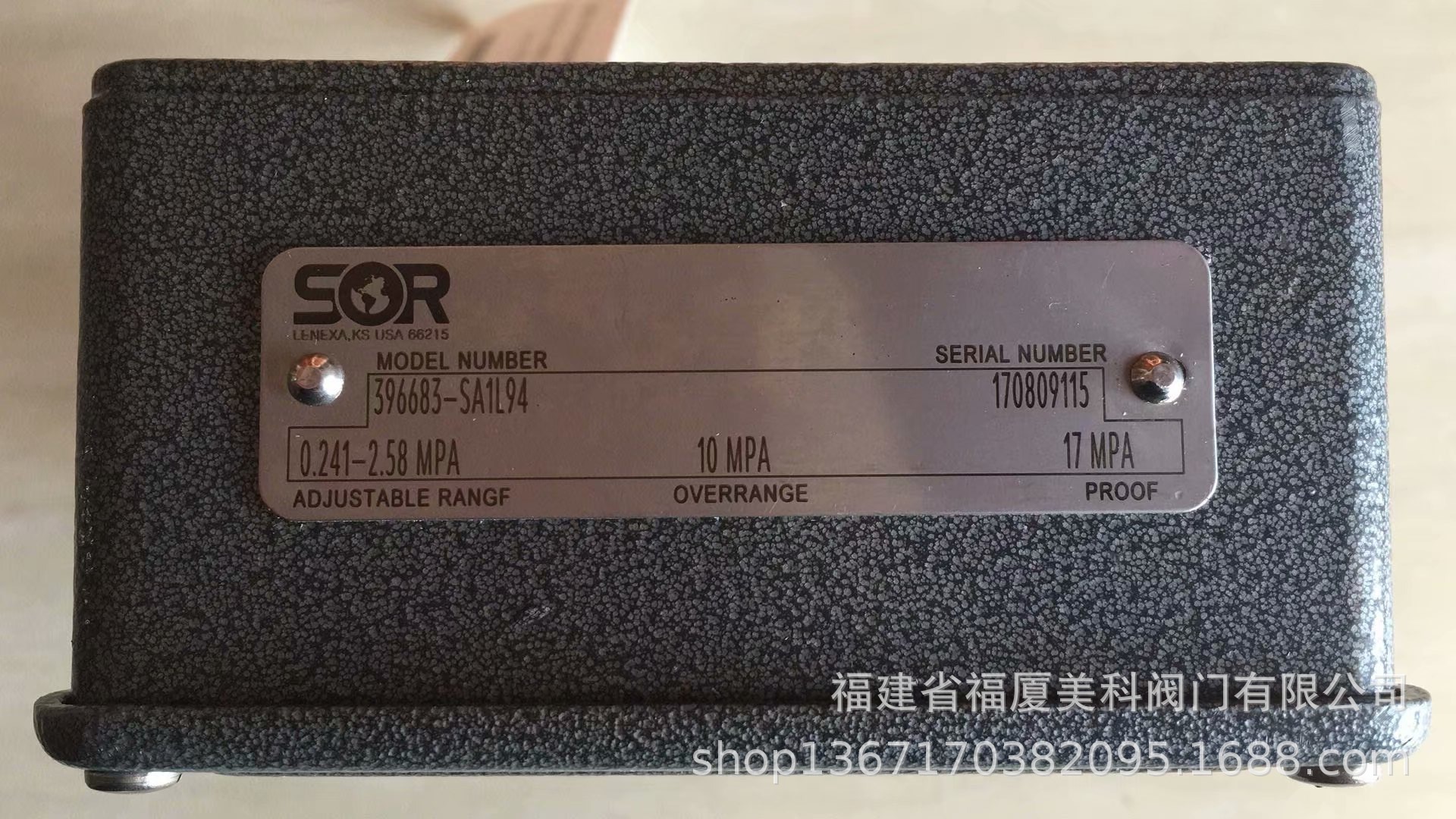 美国SOR索尔压力开关 压差开关BH-068007-068  4B4-K5-N4-B2A-CL