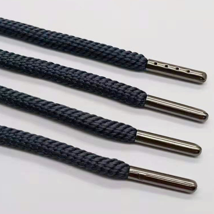 服装帽绳厂家供应金属头帽绳涤纶螺纹圆帽绳5MM彩抽绳定制