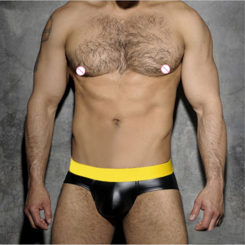 2019 ropa interior sexy ropa interior de hombre elástico imitación de cuero charol sexy triángulo ropa interior uniforme tentación