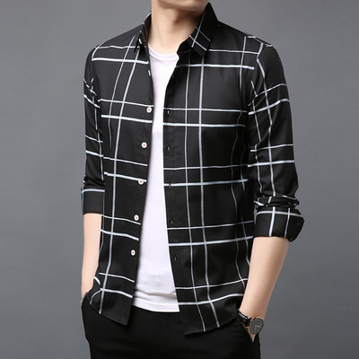 men's wear| 2019 Spring New products man shirt personality Long sleeve Self cultivation Lapel Men's stripe shirt leisure time