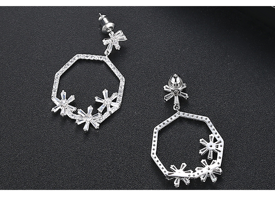 Jinse Vorhang Schnee Ohrringe Mode Koreanische Kreative Einfache Bankett Weibliche Bronze Zirkon Ohrringe Ohrringe Geschenk display picture 5