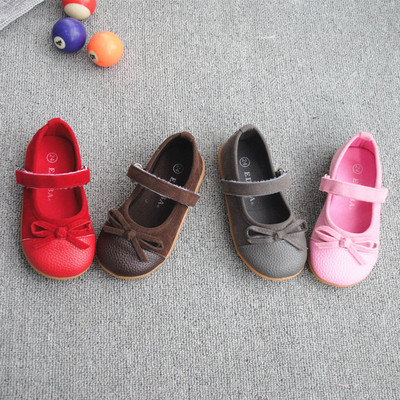 春季新款新品女童鞋魔术贴软底休闲公主鞋蝴蝶结幼儿园单鞋子