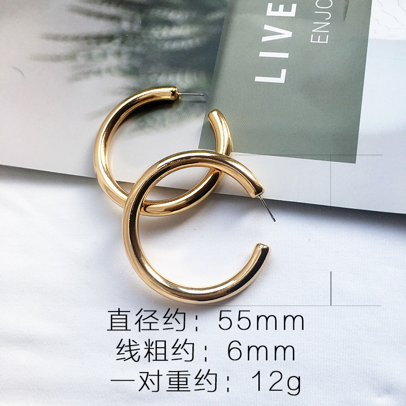 simple new C-shaped circle metal solid color earrings wholesale