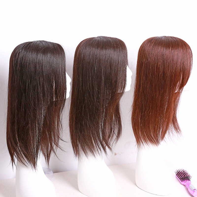 真人發絲遞針無痕工藝補發塊全手工發片無劉海全手織