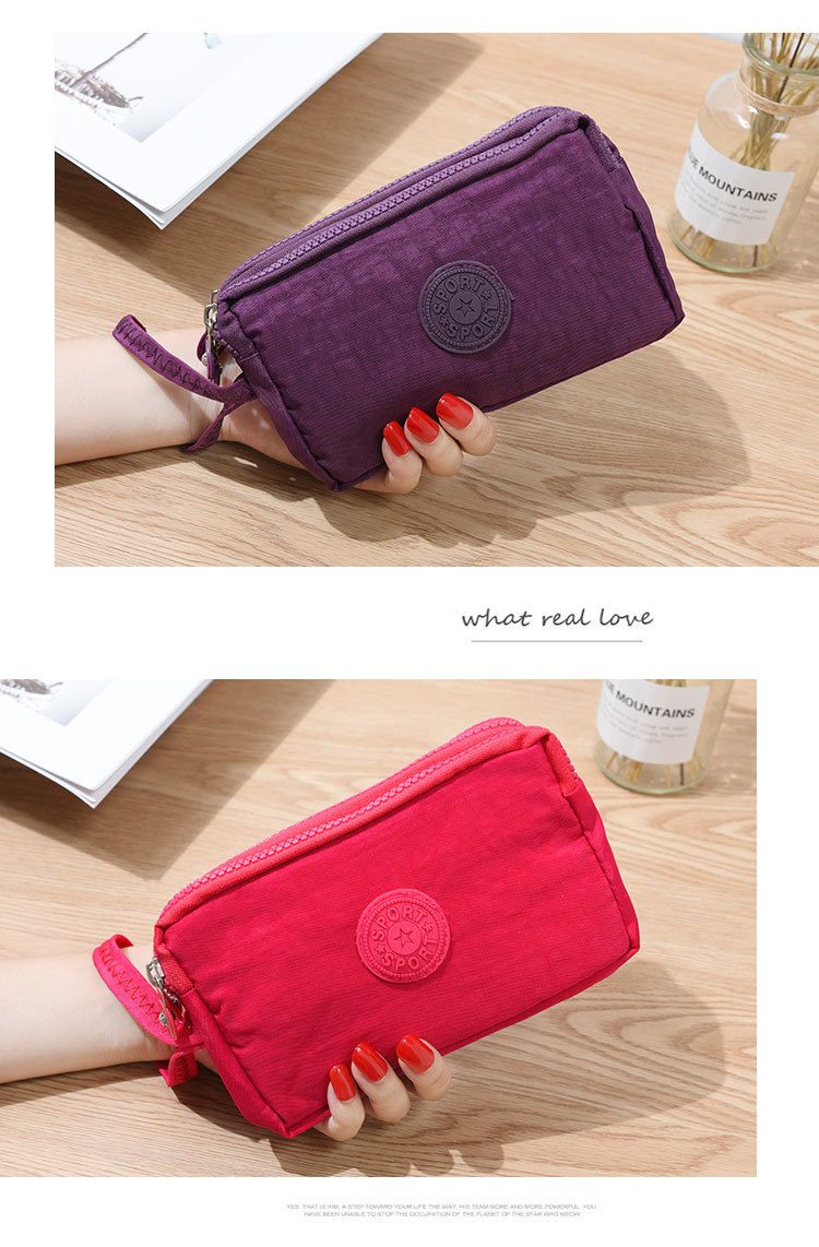 Women's Solid Color Nylon Sewing Thread Zipper Coin Purses display picture 1