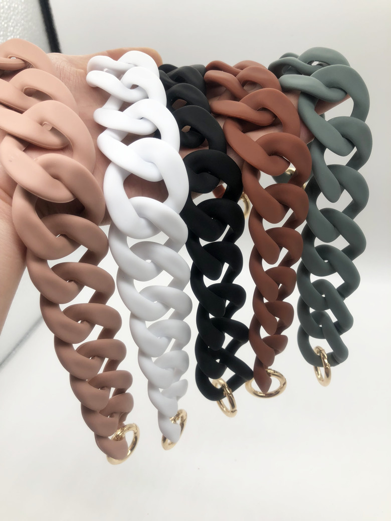 European And American Acrylic Chain Resin Rubber Hardware Acrylic Bag Chain Shoulder Strap Handmade Detachable Chain Women's Bag display picture 1