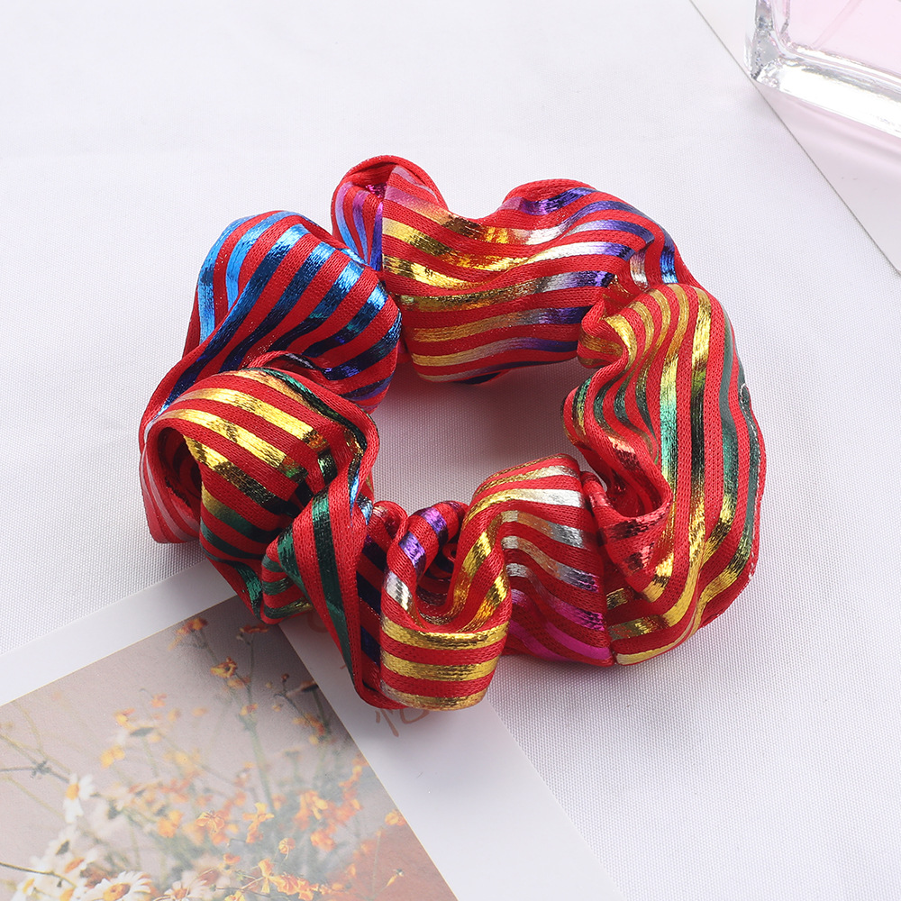 New Fashion Metal Bright Color Radium Bronzing Double Color Cheap Scrunchies Wholesale display picture 14