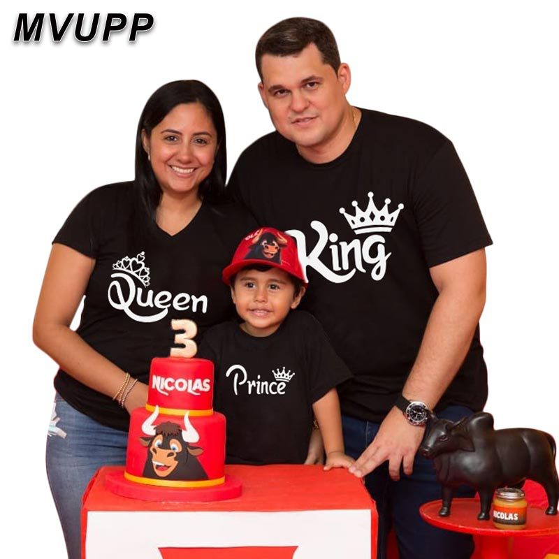 皇冠帽子新款家庭亲子装男女欧美国王王后 king queen T恤|ms