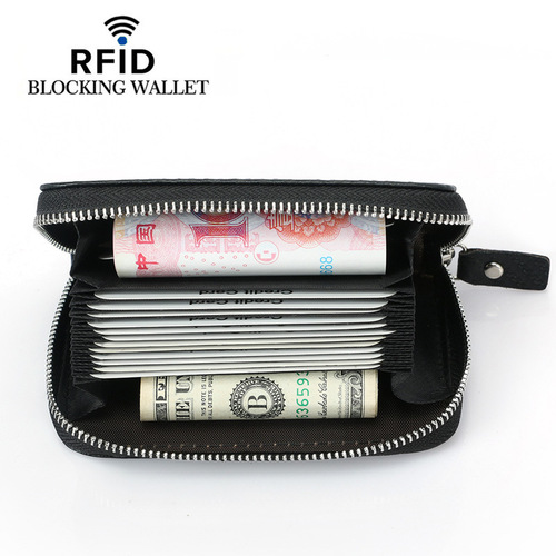 Factory direct sales cross-border carbon fiber pattern card holder RFID anti-magnetic multi-function multi-card slot short zipper coin purse